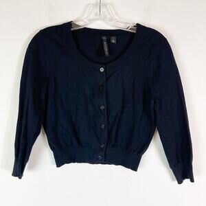 Willi Smith Round Neck Button Front Long Sleeve Cropped Cardigan Sweater S
